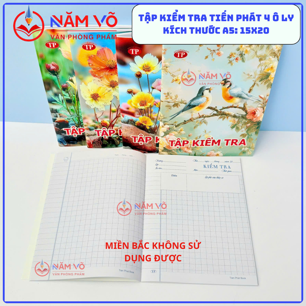 Tập KIỂM TRA Tiến Phát 4 Ô Ly DL 80Gms (200 Quyển/ Cây)