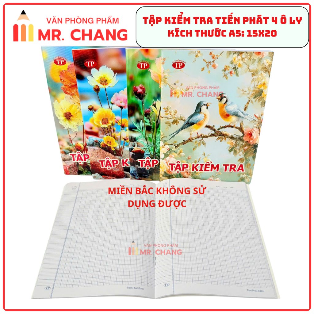Tập KIỂM TRA Tiến Phát 4 Ô Ly DL 80Gms (200 Quyển/ Cây)