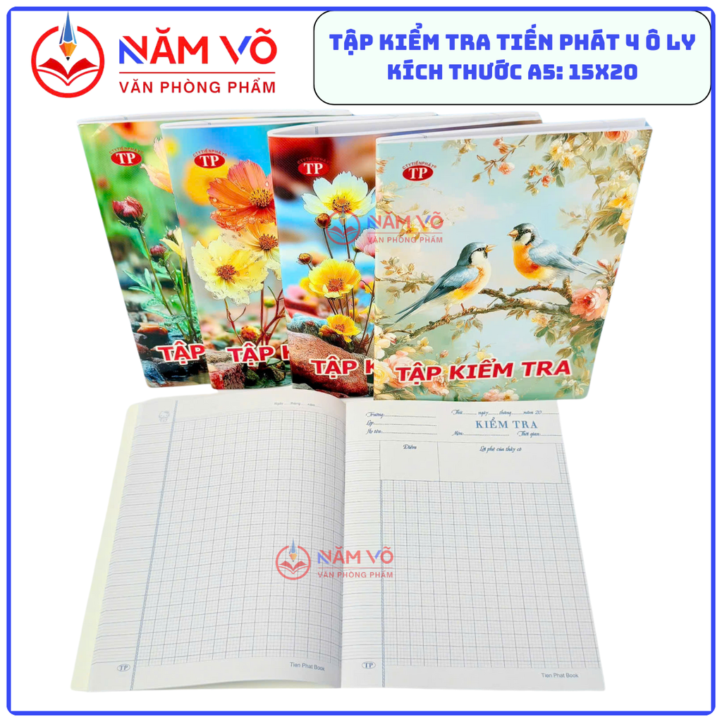 Tập KIỂM TRA Tiến Phát 4 Ô Ly DL 80Gms (200 Quyển/ Cây)