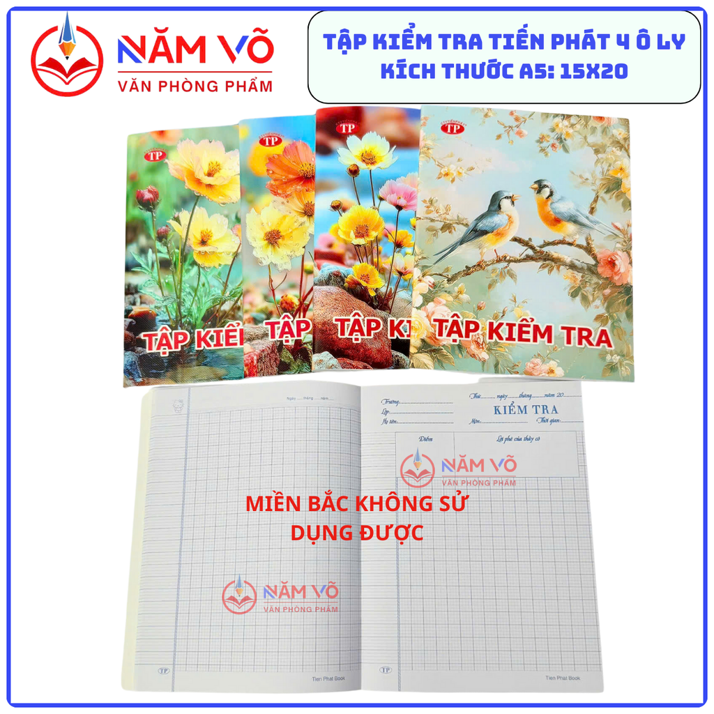 Tập KIỂM TRA Tiến Phát 4 Ô Ly DL 80Gms (200 Quyển/ Cây)