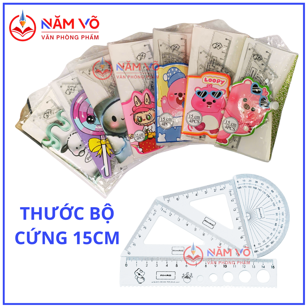 Thước Bộ Nút Cứng Aihao 20CM (4 Cây/Bộ) (40 Bộ/Hộp) (16 Hộp/Thùng)