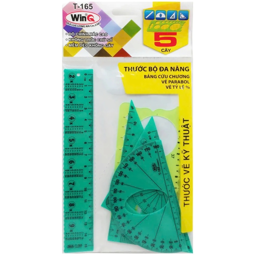 WinQ Thước Bộ T165 (5 Cây/ Bộ; 100 Bộ/ Hộp; 6 Hộp/ Thùng)