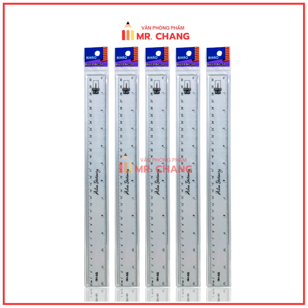 Thước Nhựa Cứng Aihao AH66 AH68 (48 Cây/ Hộp; 30 Hộp/Thùng)