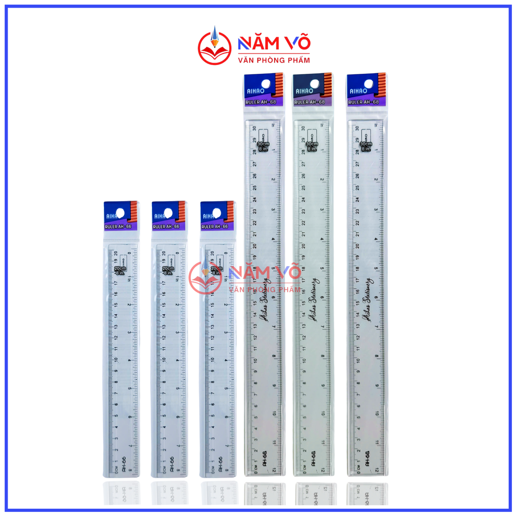 Thước Nhựa Cứng Aihao AH66 AH68 (48 Cây/ Hộp; 30 Hộp/Thùng)