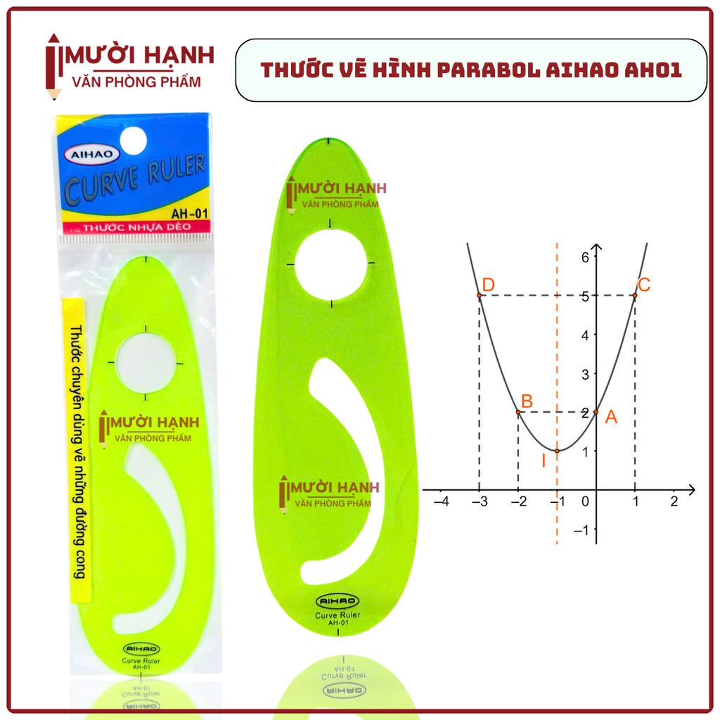 Thước Parabol Aihao AH01 (50 Cái/ Hộp; 20 Hộp/ Thùng)