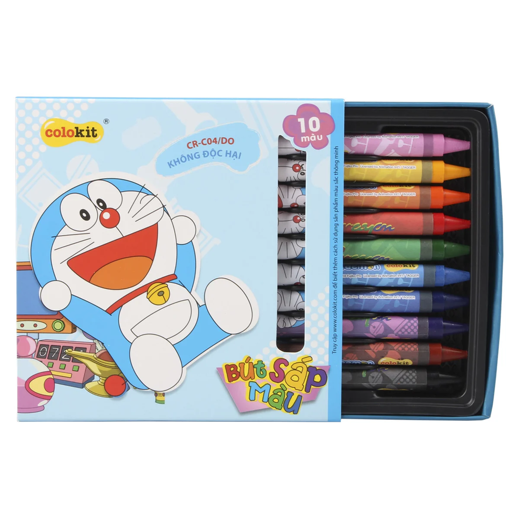 TL -  Bút sáp màu Doremon CR-C04/DO - 10 MÀU (10 Hộp/Lốc)