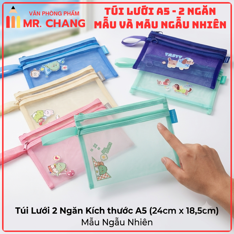 Túi Lưới 2 Ngăn Có Hình A5 (12 Cái/ Bịch; 80 Bịch/ Thùng)