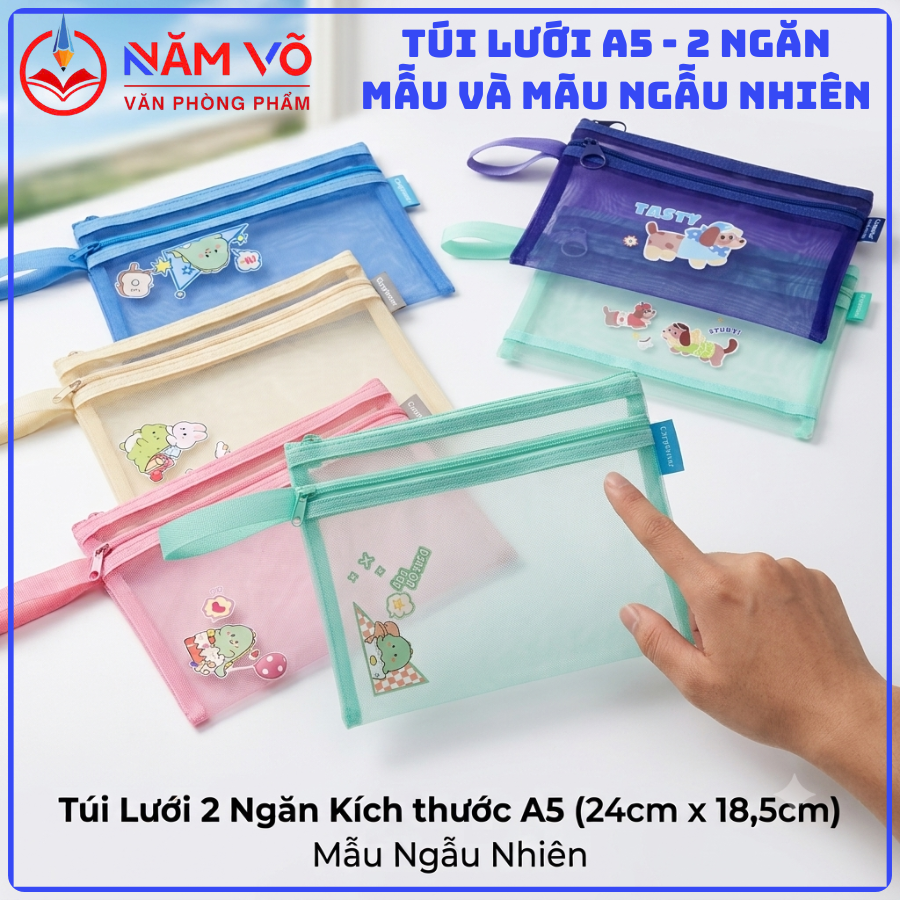 Túi Lưới 2 Ngăn Có Hình A5 (12 Cái/ Bịch; 80 Bịch/ Thùng)