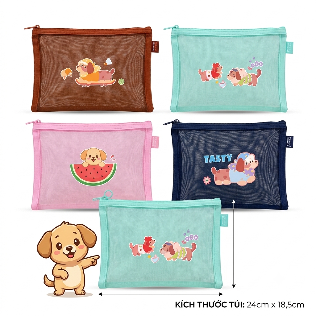 Túi Lưới 1 Ngăn Có Hình A5 (12 Cái/ Bịch; 80 Bịch/ Thùng)
