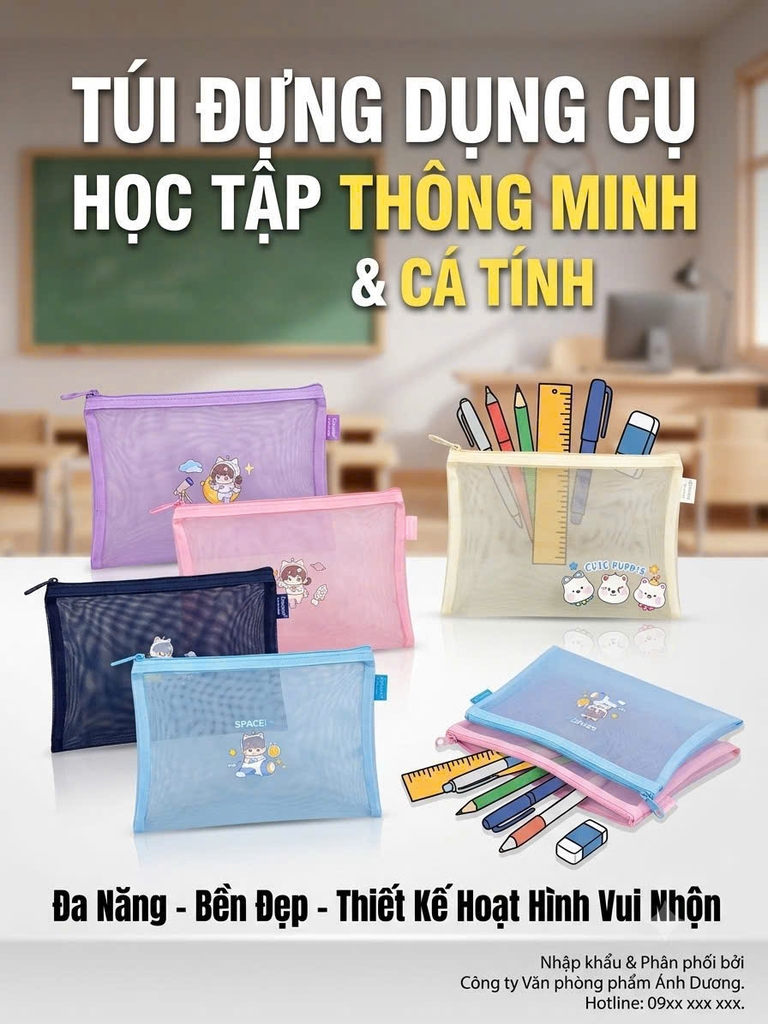 Túi Lưới 1 Ngăn Có Hình A5 (12 Cái/ Bịch; 80 Bịch/ Thùng)