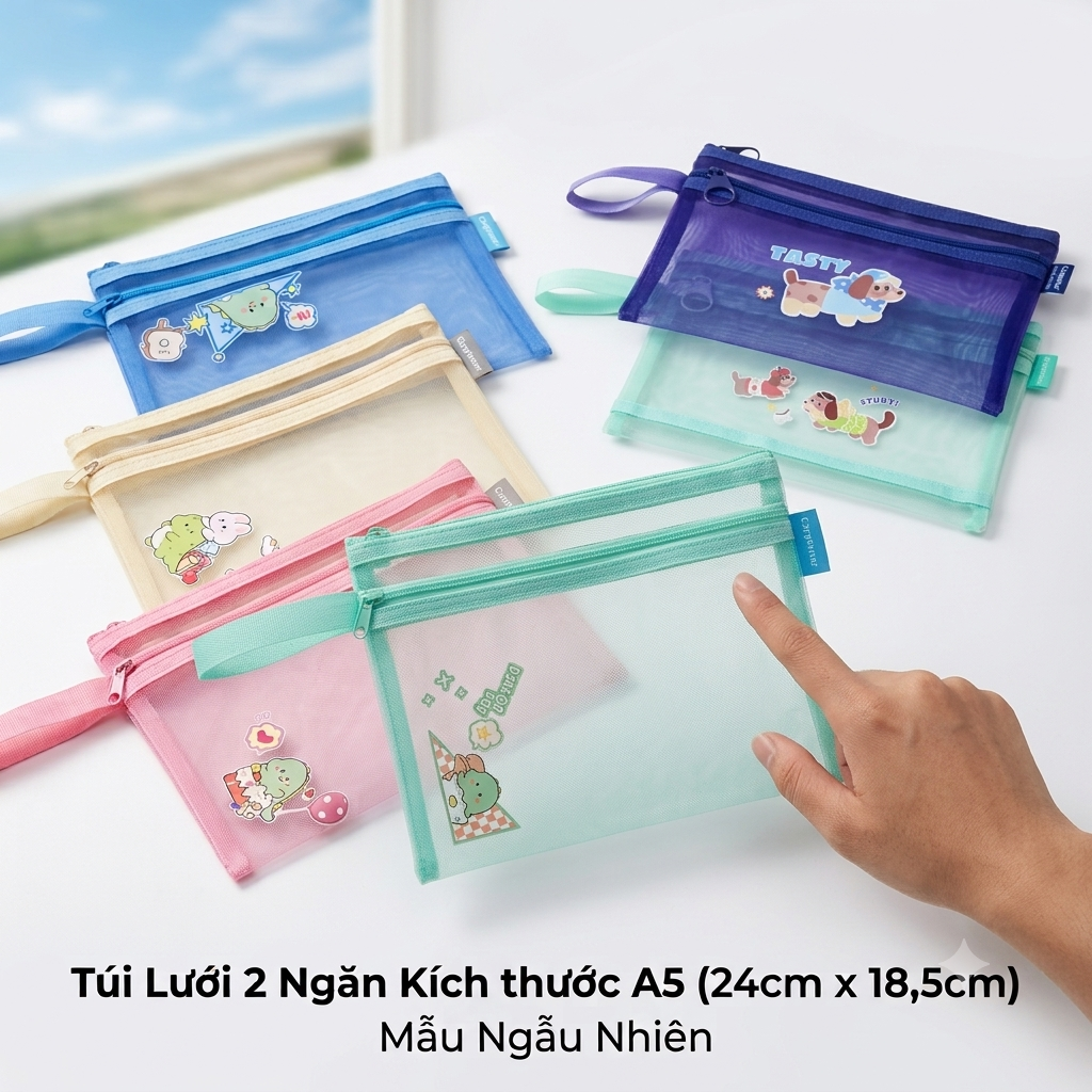 Túi Lưới 2 Ngăn Có Hình A5 (12 Cái/ Bịch; 80 Bịch/ Thùng)