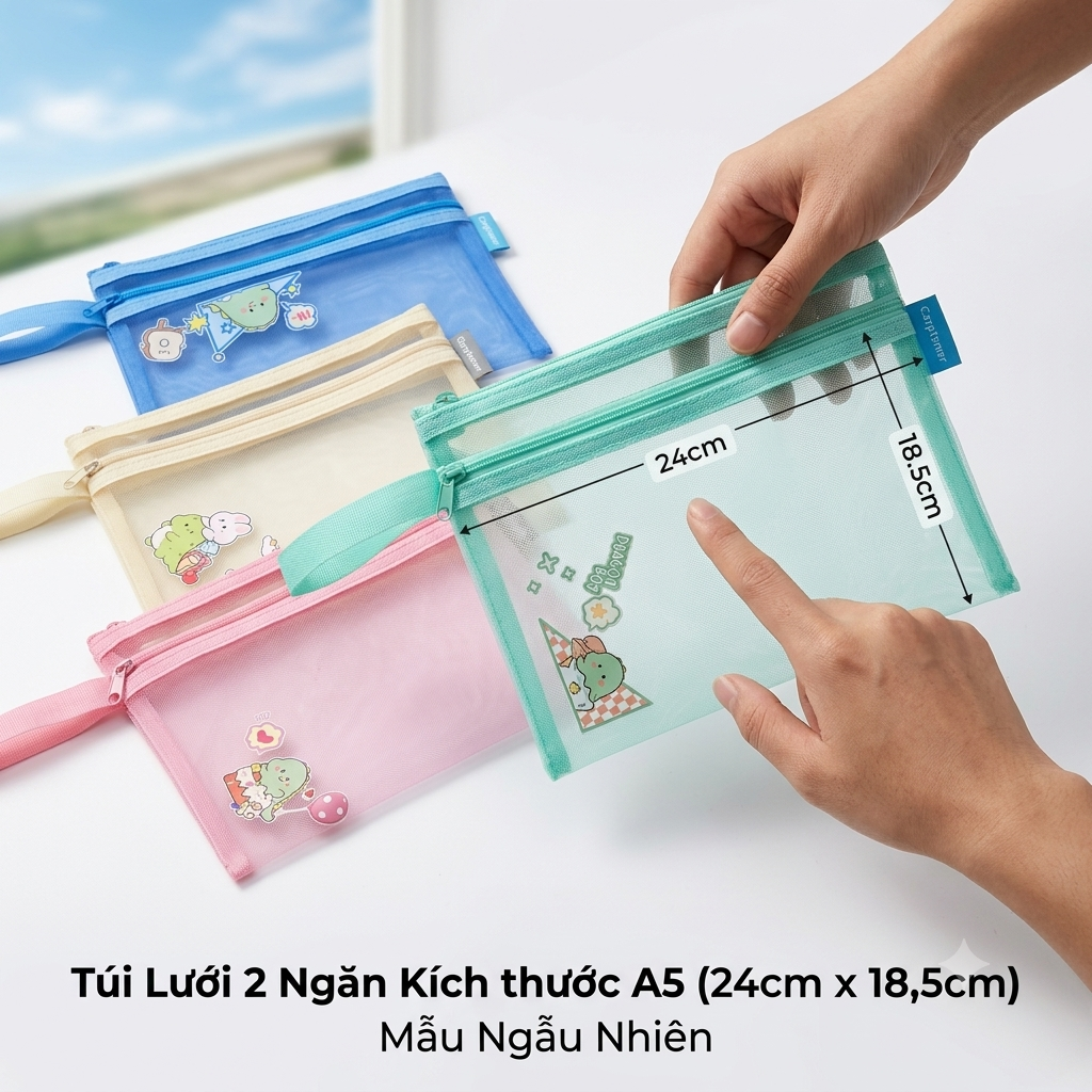 Túi Lưới 2 Ngăn Có Hình A5 (12 Cái/ Bịch; 80 Bịch/ Thùng)