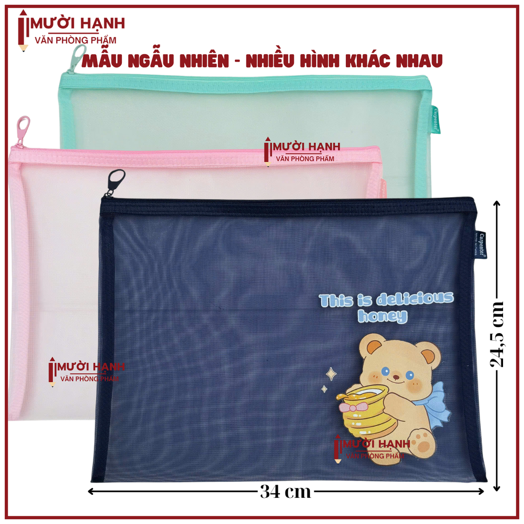 Túi Lưới 1 Ngăn Có Hình A4 (24,5Cm x 34Cm) (12 Cái/ Bịch; 720 Cái/ Thùng)