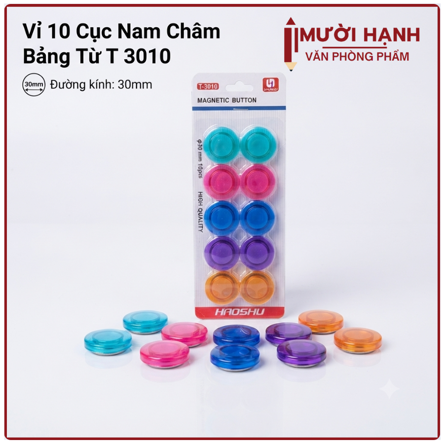 Nam Châm Bảng Từ Vỉ 10 Cục 3010 (10 Cục/Vỉ; 100 Vĩ/ Lốc; 400 Vĩ/ Thùng)