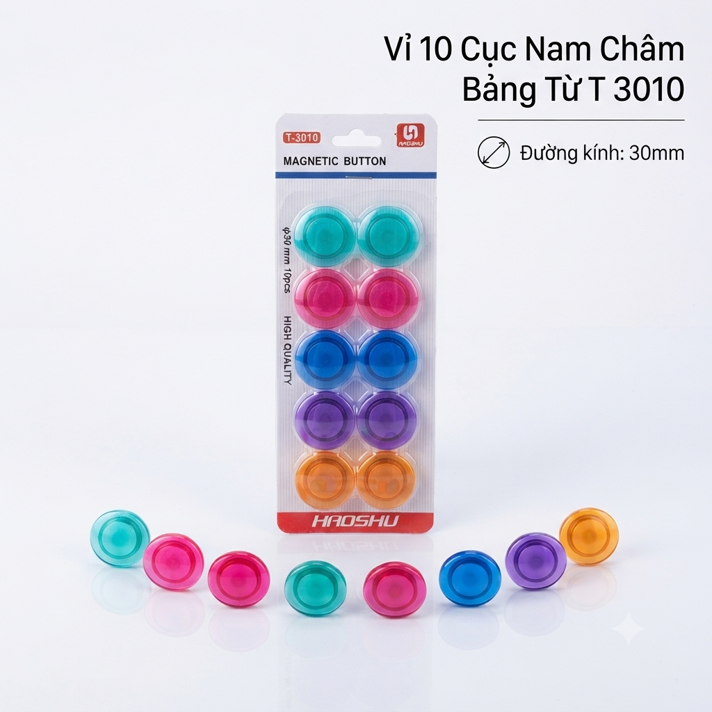 Nam Châm Bảng Từ Vỉ 10 Cục 3010 (10 Cục/Vỉ; 100 Vĩ/ Lốc; 400 Vĩ/ Thùng)