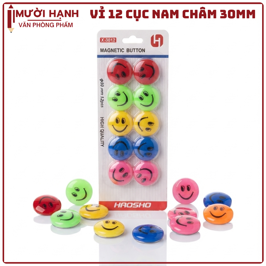 Nam Châm Bảng Từ Vỉ 12 Cục 3012 (30mm) (12 Cục/Vỉ; 100 Vĩ/ Lốc; 400 Vĩ/ Thùng)