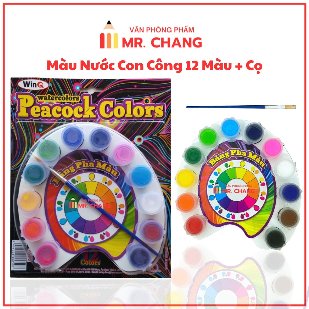 Win Q Màu Nước Con Công W02 - 12 Màu (40 Vĩ/ Thùng)