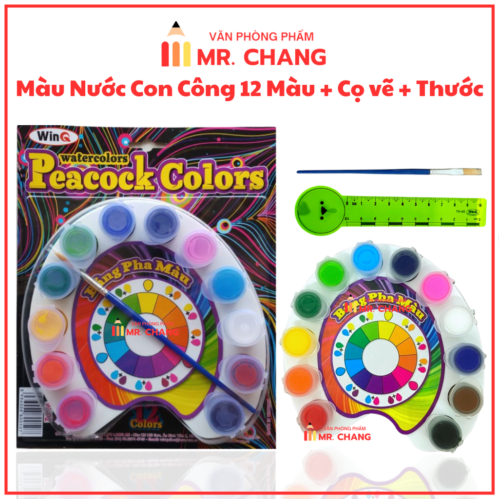 Win Q Màu Nước Con Công W02 - 12 Màu (40 VỈ/ Thùng)