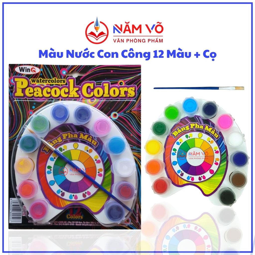 Win Q Màu Nước Con Công W02 - 12 Màu (40 VỈ/ Thùng)