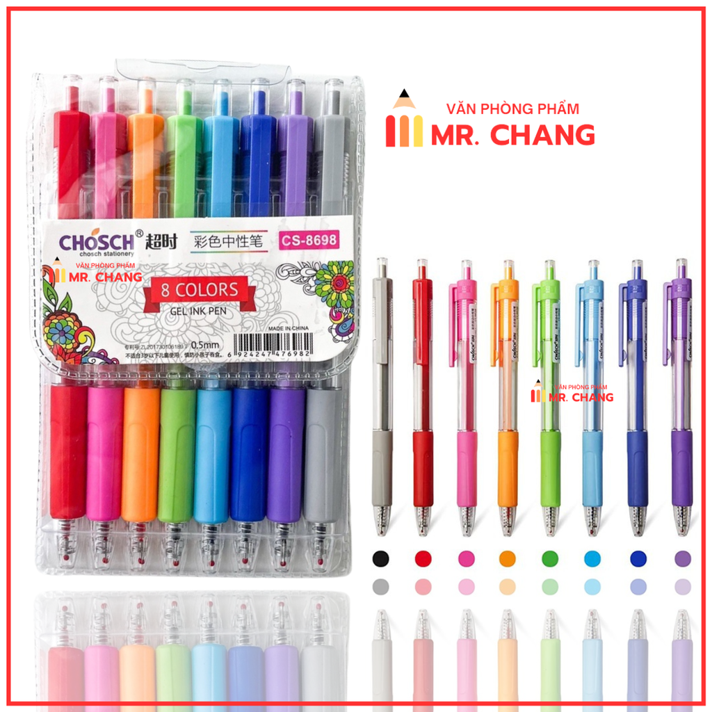 Bút Vĩ 8 Màu CS-8698 Chosch (20 Vĩ/ Hộp ;  12 Hộp/Thùng)