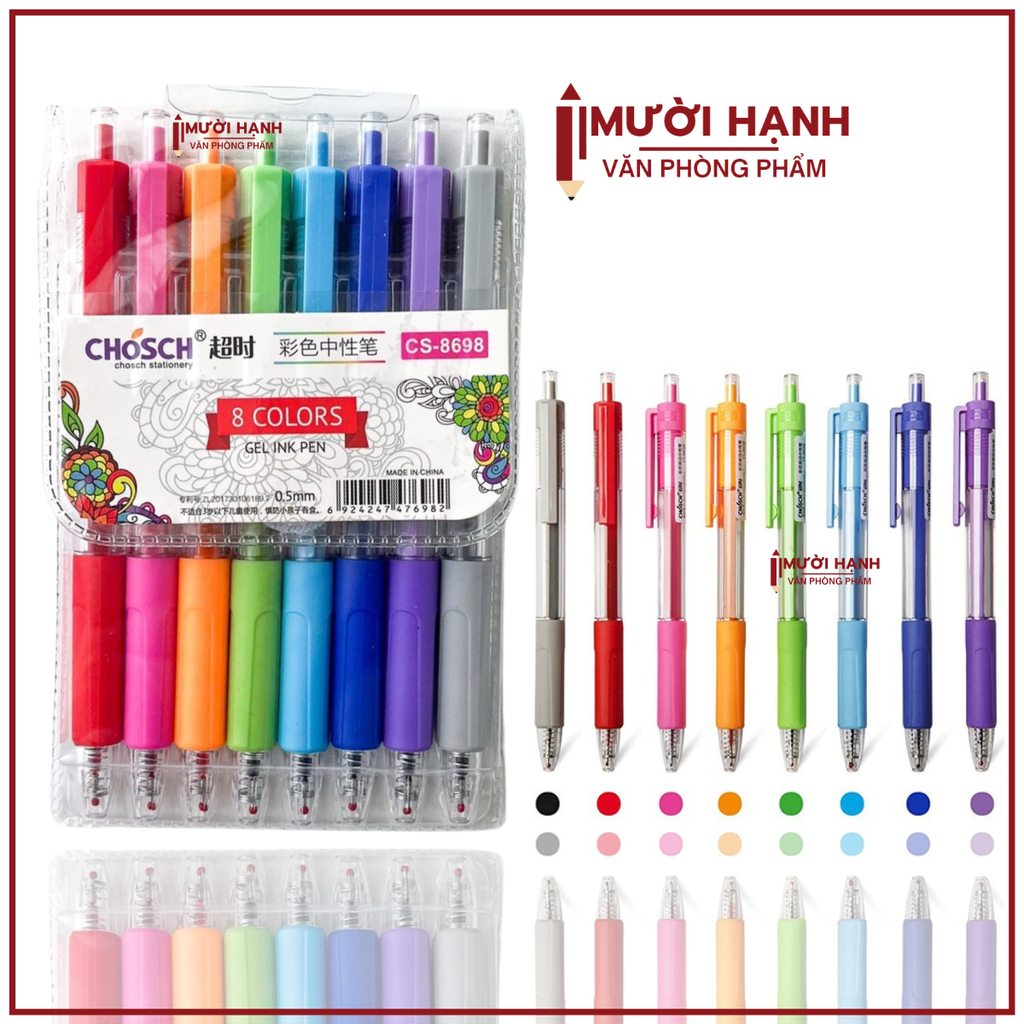 Bút Vĩ 8 Màu CS-8698 Chosch (20 Vĩ/ Hộp ;  12 Hộp/Thùng)