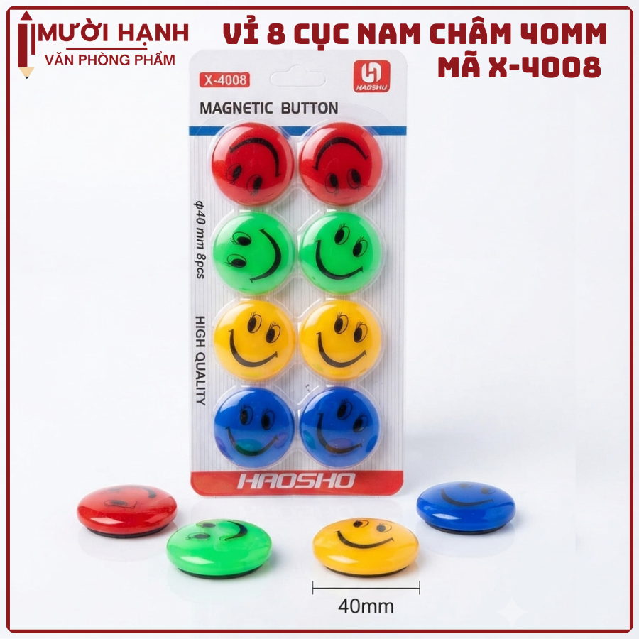 Nam Châm Bảng Từ Vỉ 8 Cục 4008 Đường Kính 40mm (8 Cục/Vỉ; 100 Vĩ/ Lốc; 400 Vĩ/ Thùng)