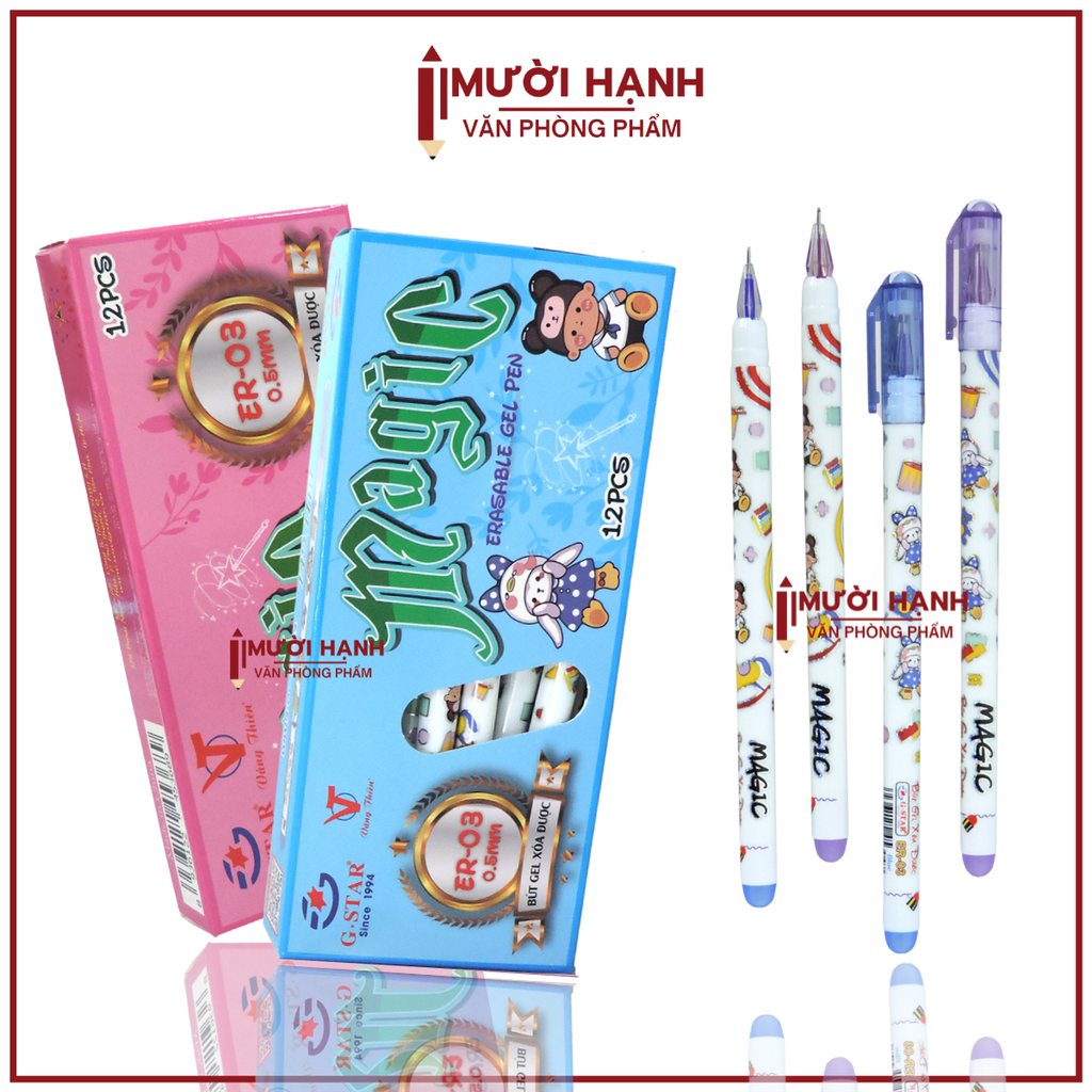 G-Star Bút Gel Xoá Được ER03 (Xanh, Tím) (12 Cây/Hộp; 10 Hộp/Lốc; 120 Hộp/Thùng)