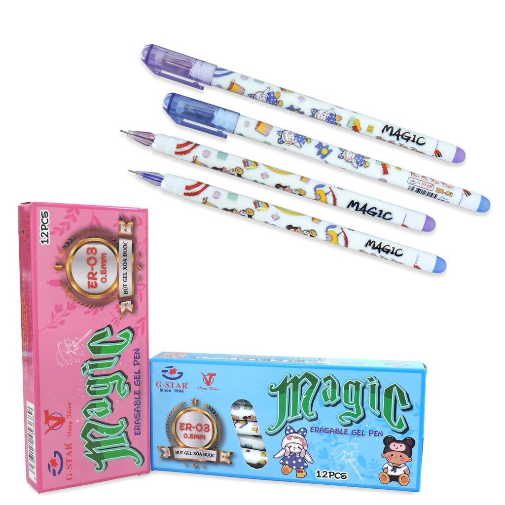 G-Star Bút Gel Xoá Được ER03 (Xanh, Tím) (12 Cây/Hộp; 10 Hộp/Lốc; 120 Hộp/Thùng)