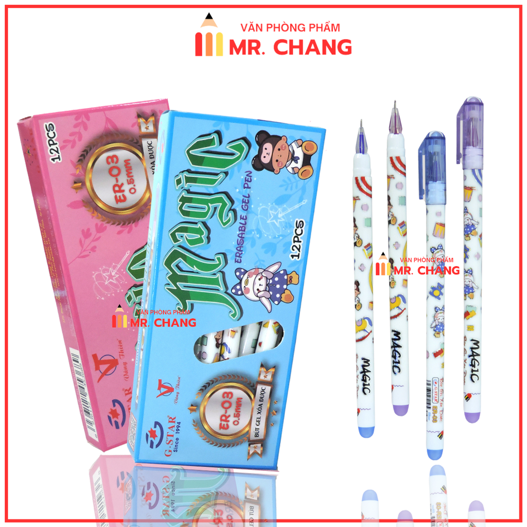 G-Star Bút Gel Xoá Được ER03 (Xanh, Tím) (12 Cây/Hộp; 10 Hộp/Lốc; 120 Hộp/Thùng)