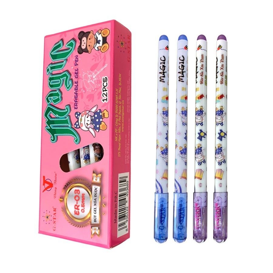 G-Star Bút Gel Xoá Được ER03 (Xanh, Tím) (12 Cây/Hộp; 10 Hộp/Lốc; 120 Hộp/Thùng)