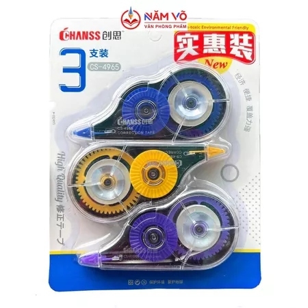 . Xóa Kéo Vĩ 3 Cây Chanss CS-4965 (24 Vĩ/Hộp) (16 Hộp/ Thùng)