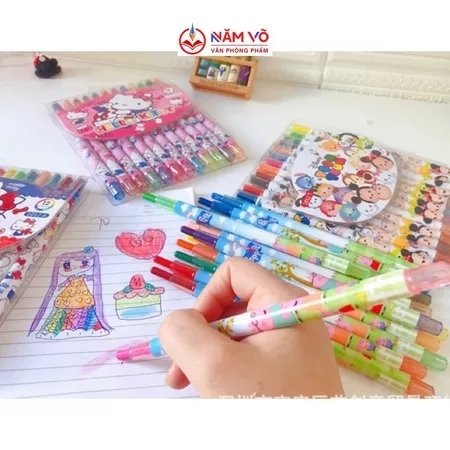 . Sáp Vặn 24 Màu - DÀI YB-1024L; YB-1024F (6 Vĩ/Lốc) (96 Vĩ/Thùng)
