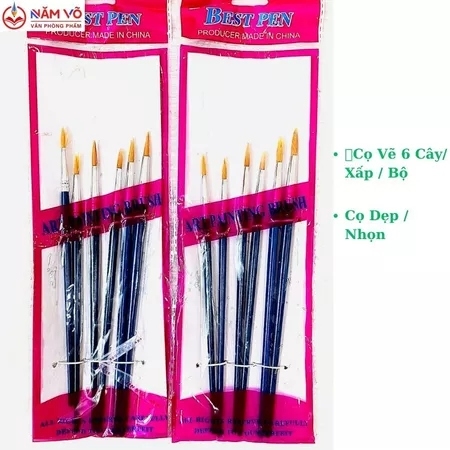 Cọ Vẽ 6 Cây DẸP và NHỌN JX (6 Cây/Vĩ ; 600 Vĩ/Thùng)