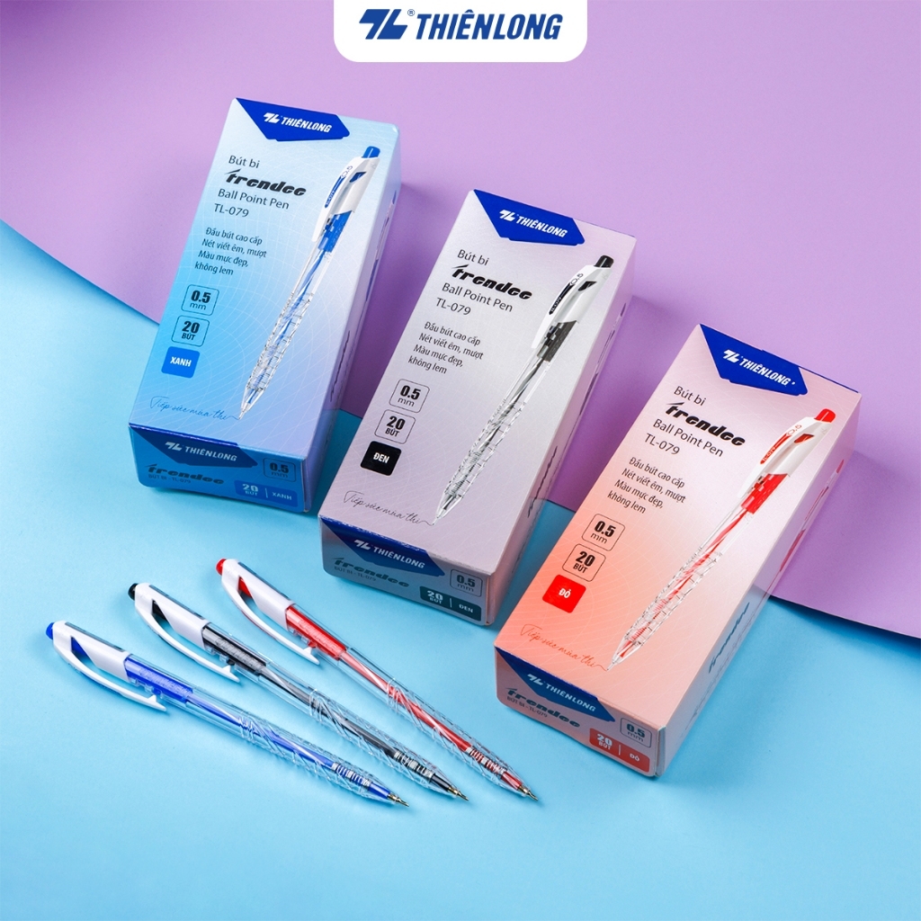 TL - Bút bi TL079 (Xanh, Đen, Đỏ) (20 Cây/Hộp; 60 Hộp/ Thùng)