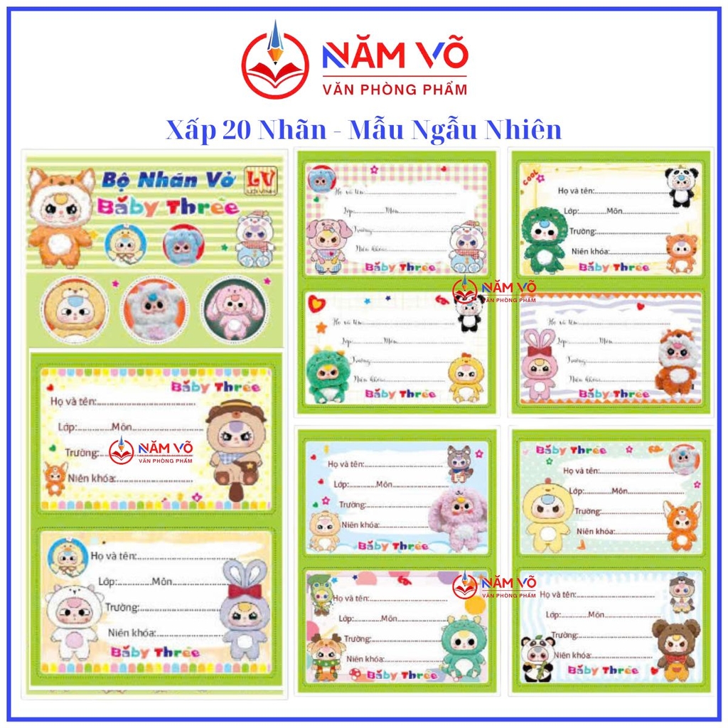 Nhãn 2 Ô (20 Nhãn/ Xấp; 10 Xấp/ Bó; 10 Bó/ Bịch)