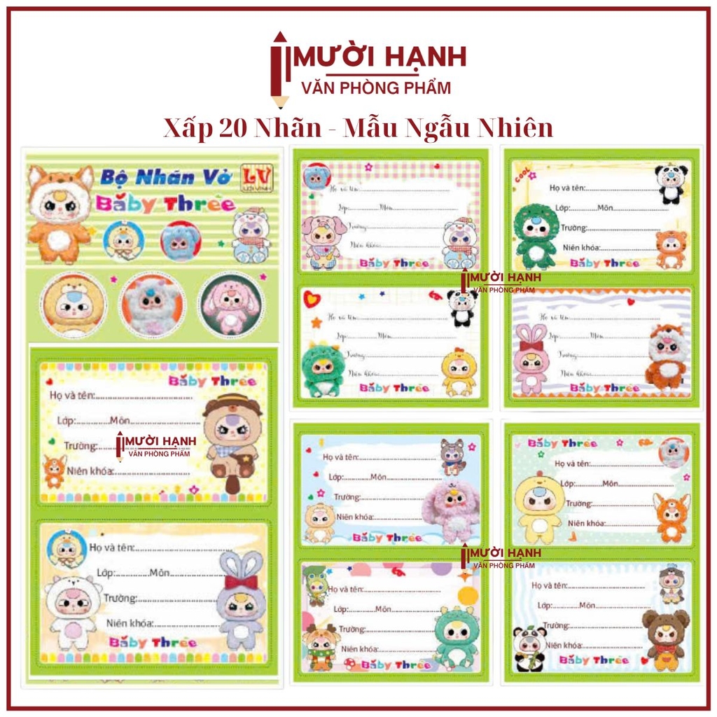 Nhãn 2 Ô (20 Nhãn/ Xấp; 10 Xấp/ Bó; 10 Bó/ Bịch)