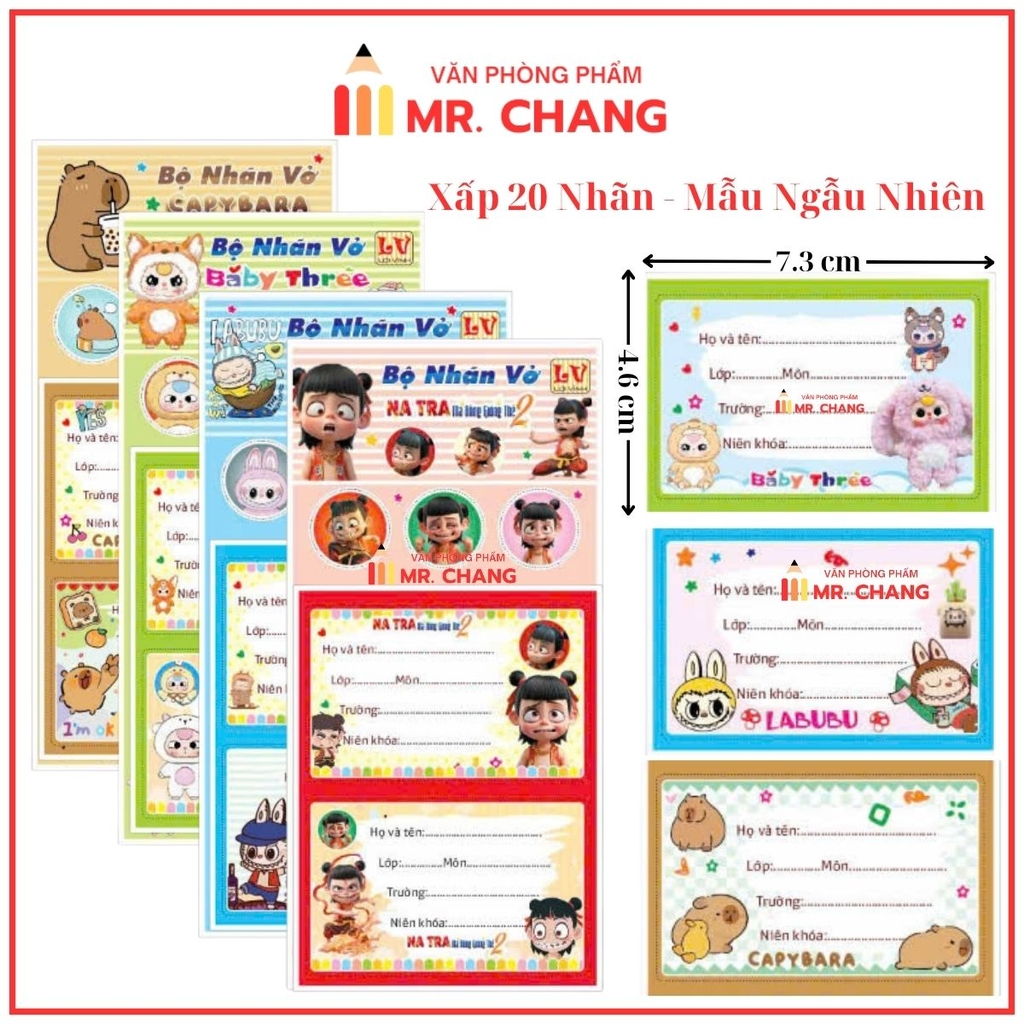Nhãn 2 Ô (20 Nhãn/ Xấp; 10 Xấp/ Bó; 10 Bó/ Bịch)