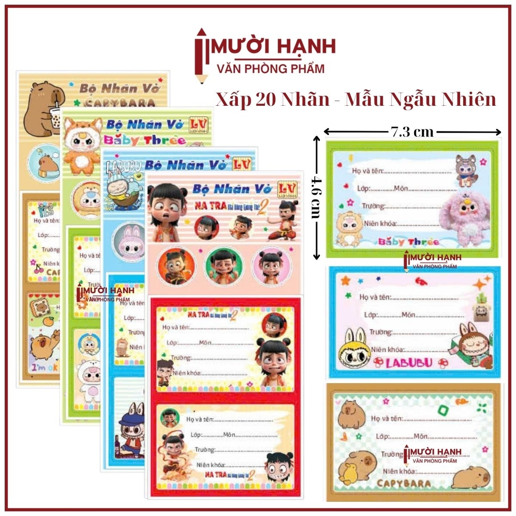 Nhãn 2 Ô (20 Nhãn/ Xấp; 10 Xấp/ Bó; 10 Bó/ Bịch)