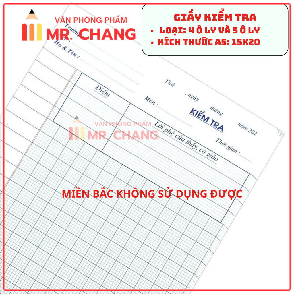 Giấy Kiểm Tra 4 Ô Ly và 5 Ô Ly (10 Tờ/ Xấp; 20 Xấp/ Lốc; 200 Xấp/ Thùng)