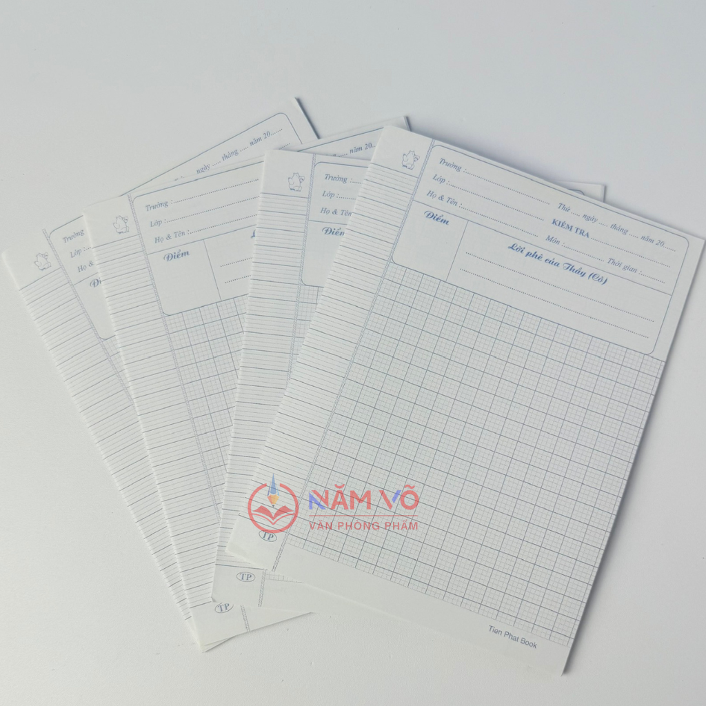 Giấy Kiểm Tra 4 Ô Ly và 5 Ô Ly (10 Tờ/ Xấp; 20 Xấp/ Lốc; 200 Xấp/ Thùng)