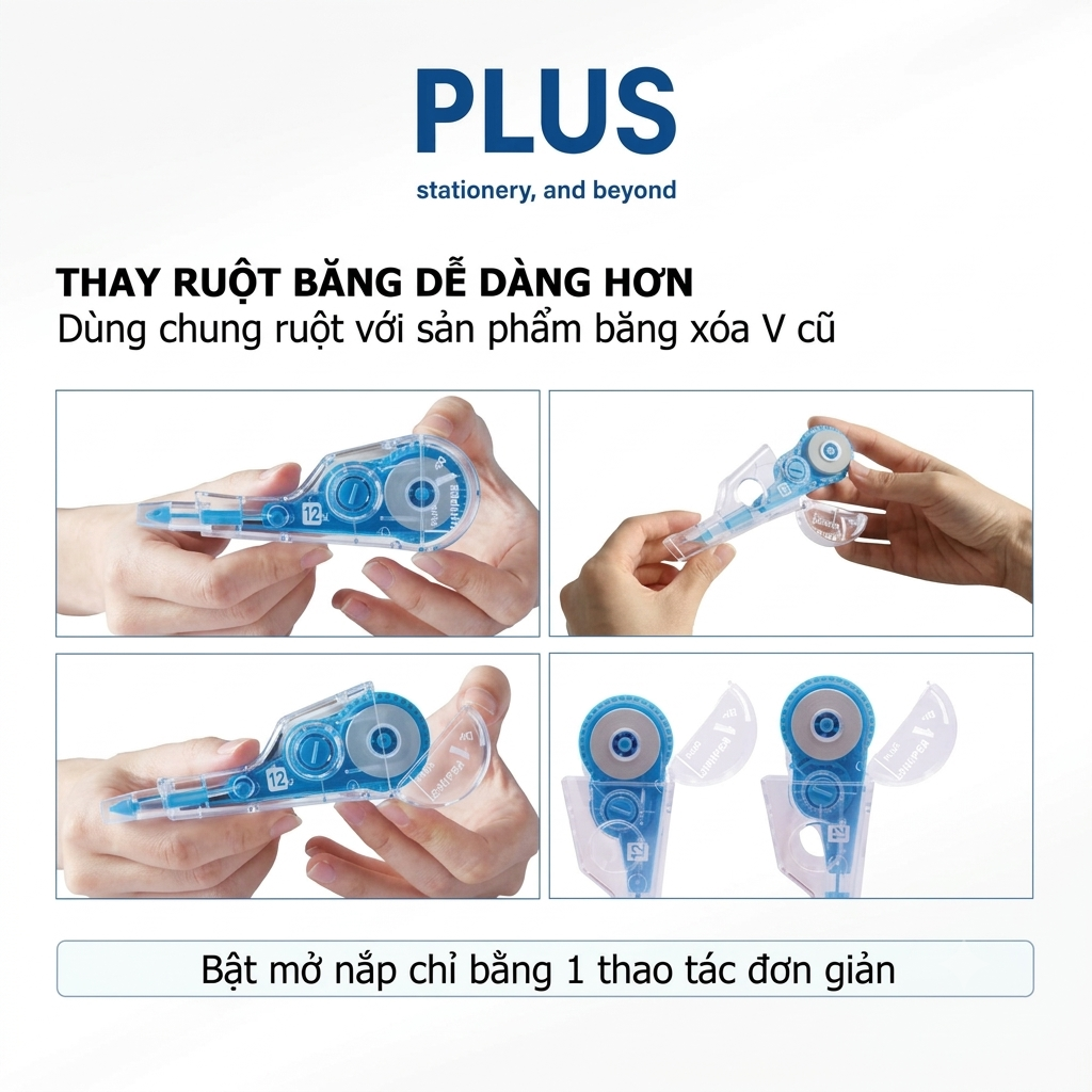 Plus - Xóa Kéo V Nhiều Màu (100-V039AS) (10 Cái/ Hộp)