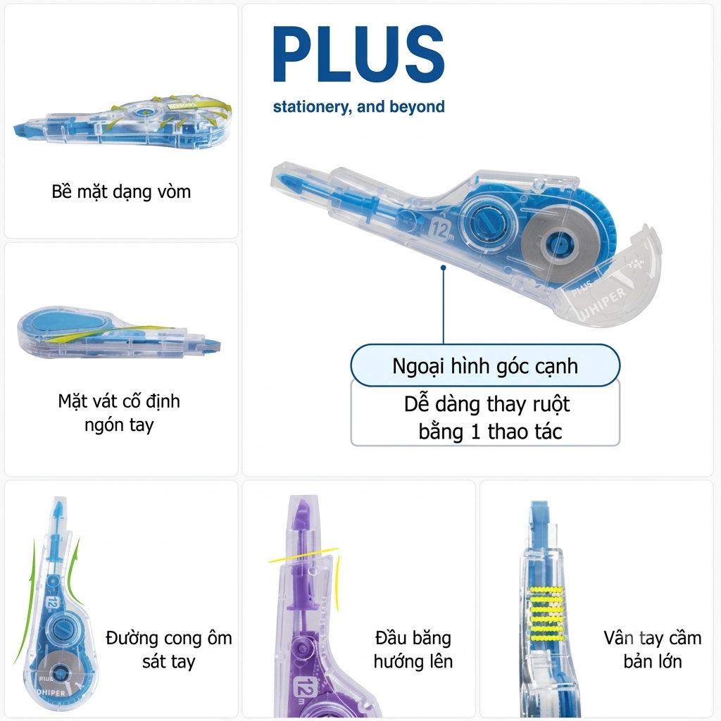 Plus - Xóa Kéo V Nhiều Màu (100-V039AS) (10 Cái/ Hộp)