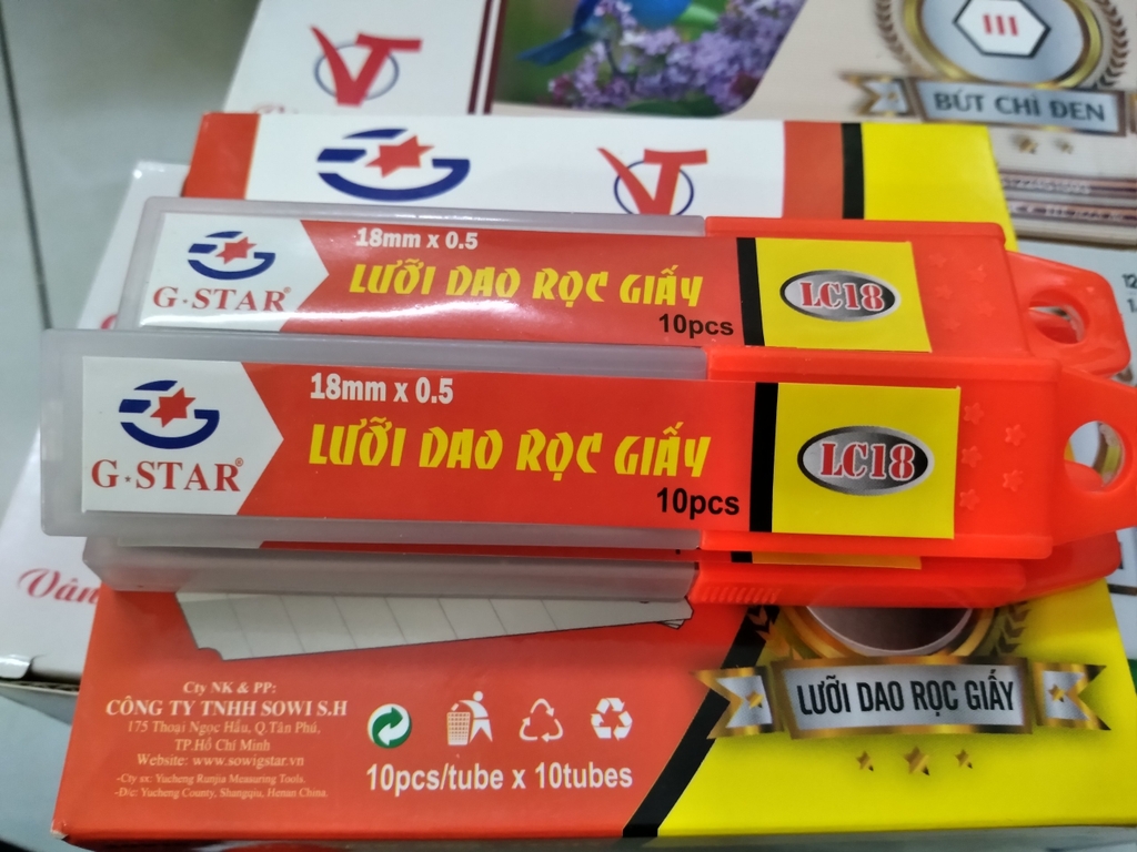 G-Star Lưỡi Dao Rọc Giấy Loại Lớn 18mm LC18 (10 Lưỡi/Tuýp; 10 Tuýp/ Hộp; 30 Hộp/ Thùng)
