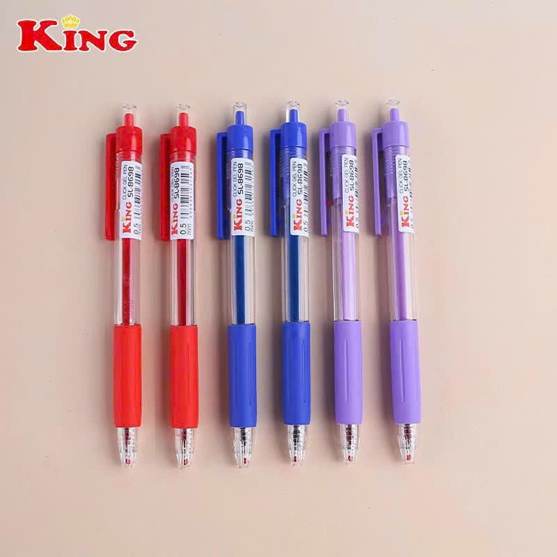 . Bút 8698 King/ T8 (Xanh, Tím, Đỏ, Đen) (12 Cây/Hộp; 16 Hộp/Lốc; 192 Hộp/Thùng)