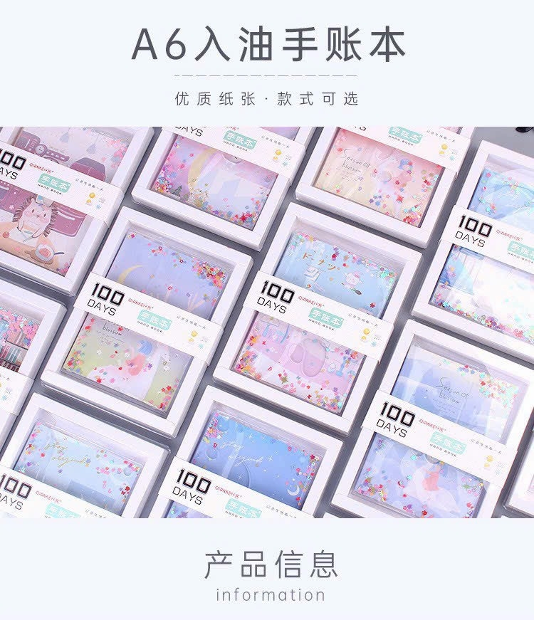Sổ Tay A6 Nước Kim Tuyến 100 Days (160 Quyển/Thùng)