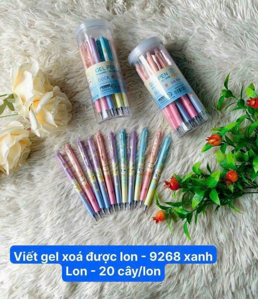 . LON 20 CÂY Bút Gel BẤM Xóa Được LON KING (Xanh, Tím) (20 Cây/Lon; 12 Lon/Hộp; 96 Lon/Thùng) 9986