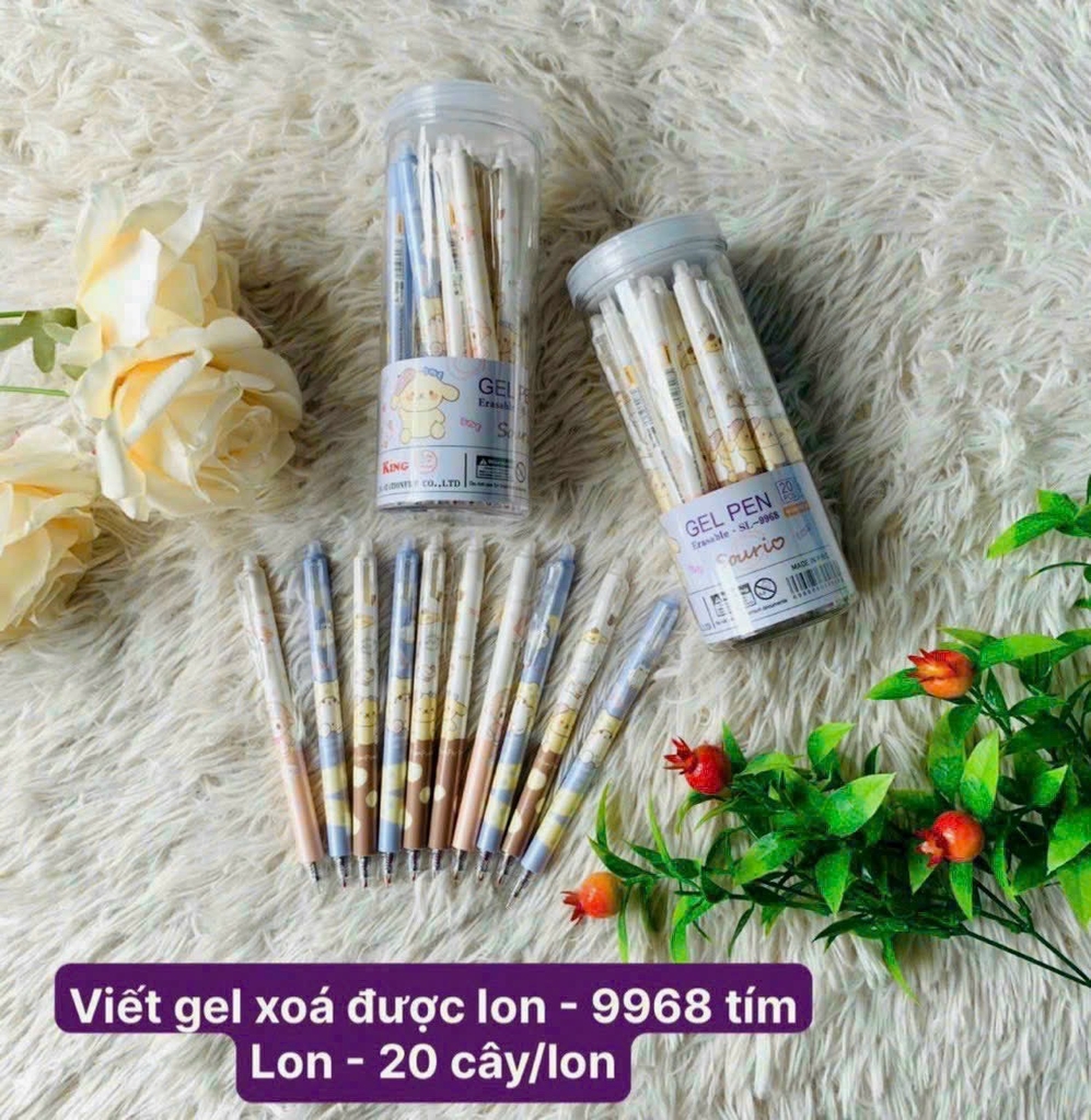 . LON 20 CÂY Bút Gel BẤM Xóa Được LON KING (Xanh, Tím) (20 Cây/Lon; 12 Lon/Hộp; 96 Lon/Thùng) 9986