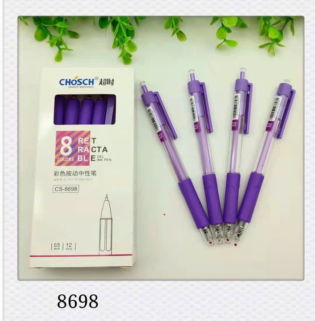 . Bút Chosch Mực Nước CS8698 (Xanh, Tím, Đỏ, Đen) (12 Cây/Hộp; 12 Hộp/ Lốc; 12 Lốc/Thùng)