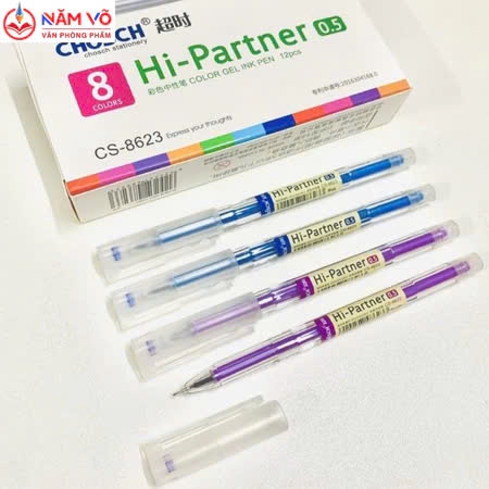 Bút Gel Mực Nước Chosch Hi-Partner CS-8623 (Xanh, Tím, Đỏ, Đen) (12 Cây/Hộp) (12 Hộp/Lốc) (12 Lốc/Thùng)