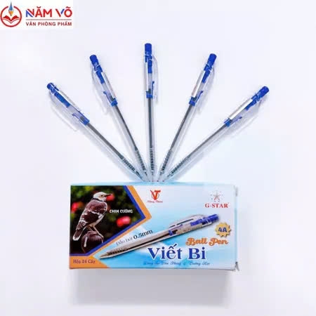 G-Star Bút Bi Bấm Ấn Độ Vỏ Trong (Xanh, Đỏ) 4A (24 Cây/ Hộp; 72 Hộp/Thùng)